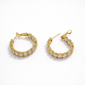 Gold Plated CZ Hoop Earrings, Sterling Silver Post, 2.5 cm