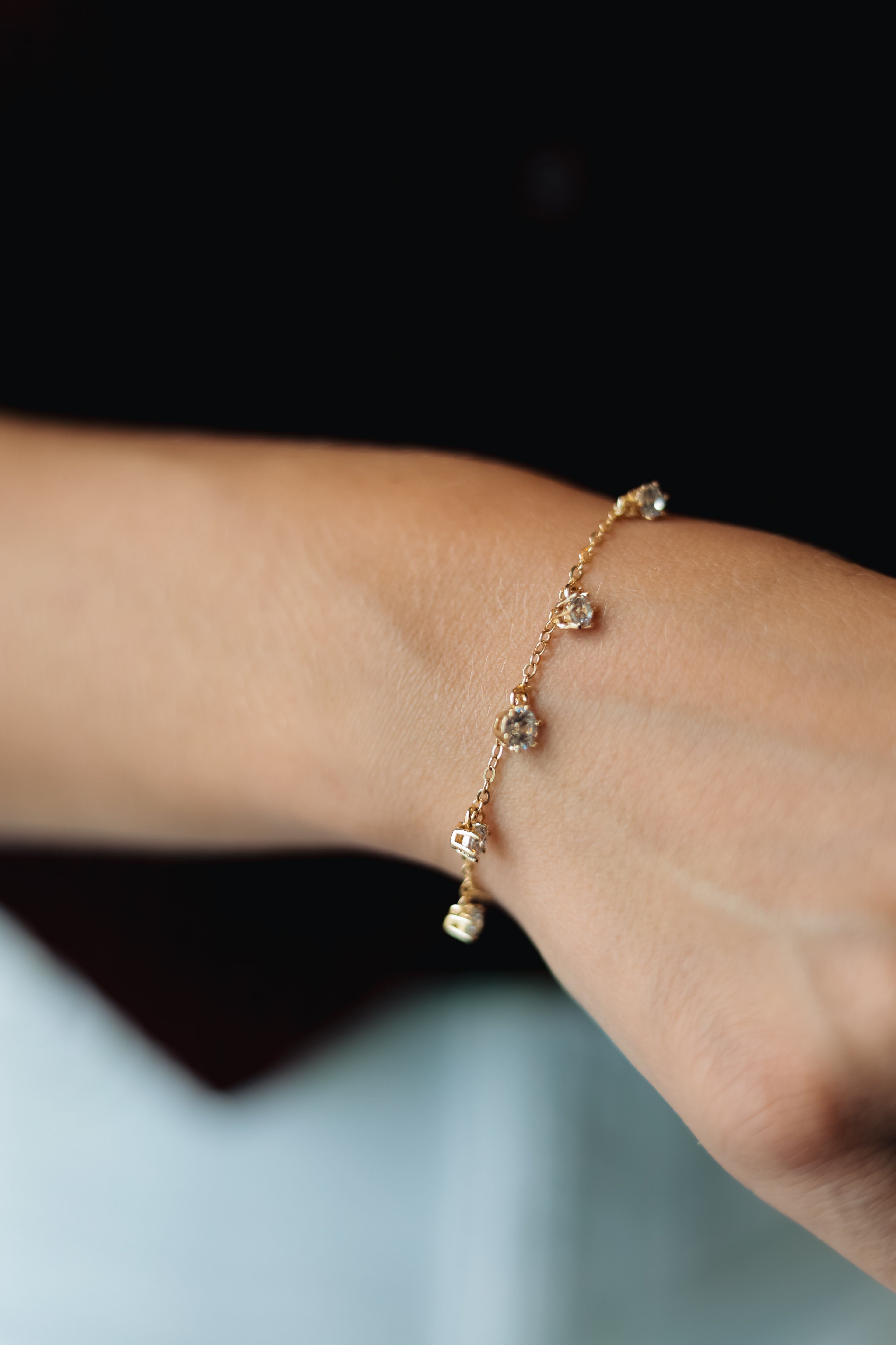 Sedy Jewelry Gold Plated Bracelet with CZ Charms, Adjustable 16+5 cm