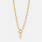 Pearl Necklace with Heart Pendant – Gold or Silver Plated
