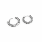 Silver Textured Mini Hoop Earrings 1.5cm