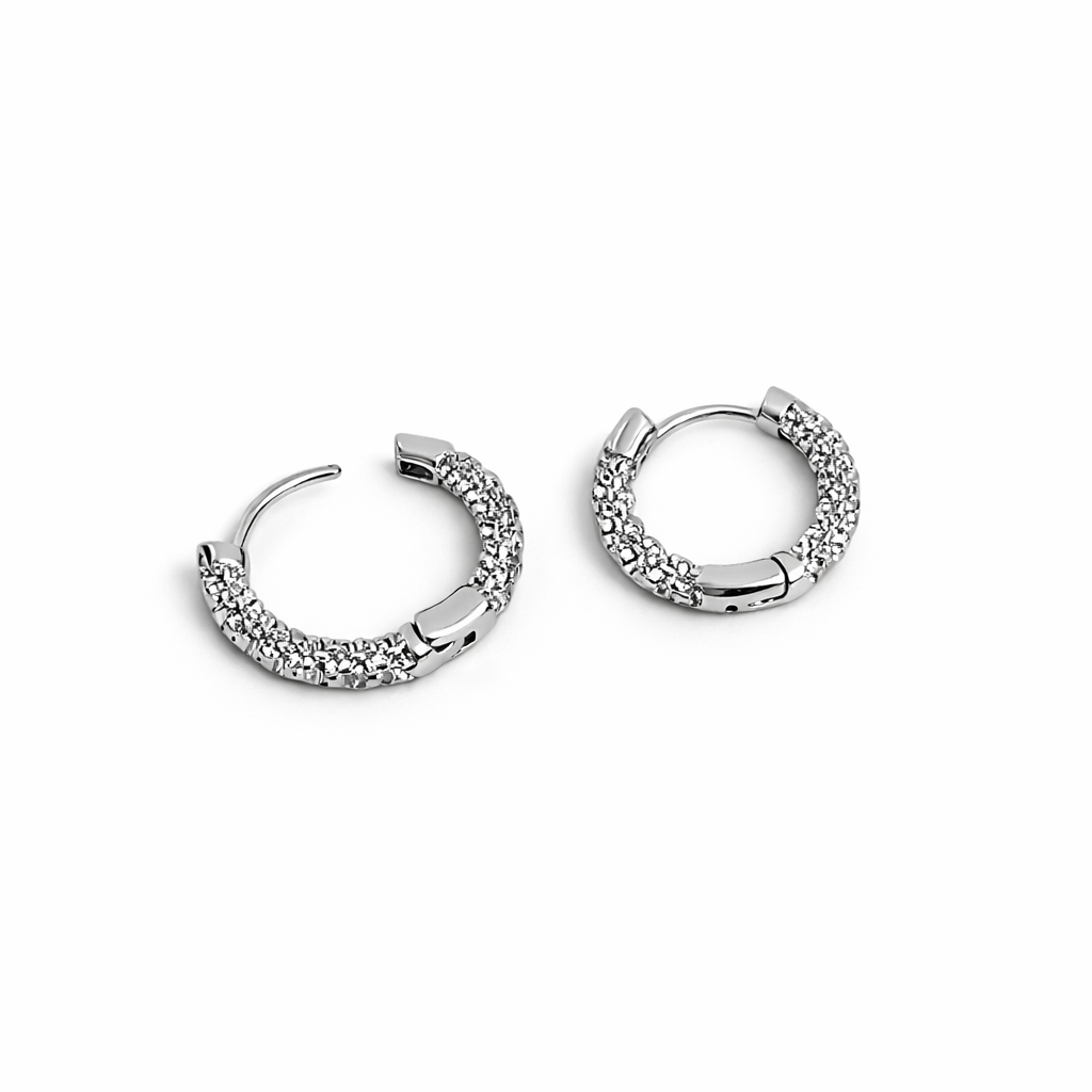 Silver Textured Mini Hoop Earrings 1.5cm