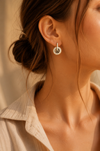 White Gold Plated CZ Drop Earrings 2.8cm Geometric Design