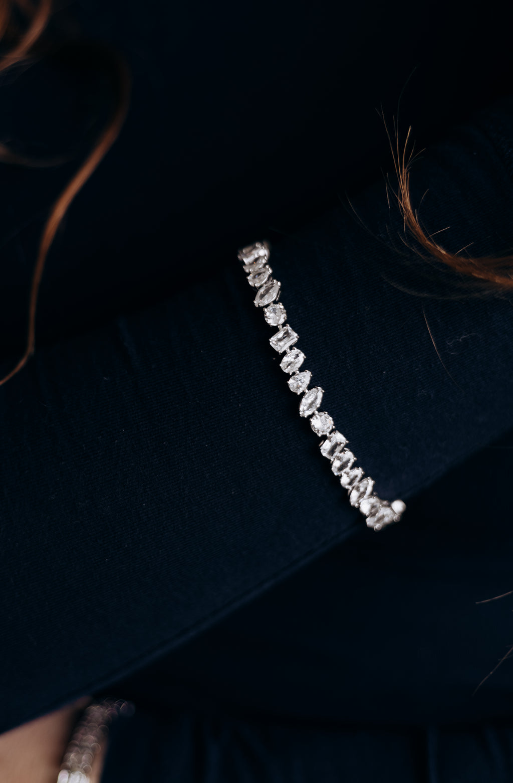 Rhodium Plated Mixed Cut CZ Tennis Bracelet – Bridal Style