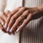 Gold Plated Bow Ring with CZ Stones – Width 8 mm, Size 5/6