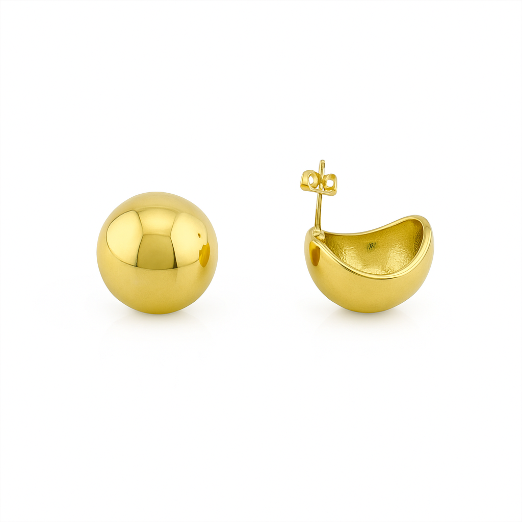 Round Stud Earrings Stainless Steel Gold or Silver | Sedy Jewelry