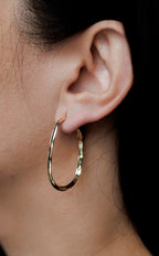 Gold Plated Textured Oval Hoop Earrings | Large Statement Hoops