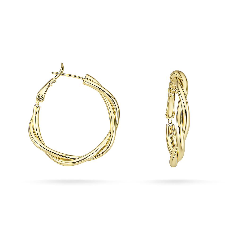 Sedy Jewelry Gold Plated Twisted Hoop Earrings – 3 cm Diameter, 4 mm Thick