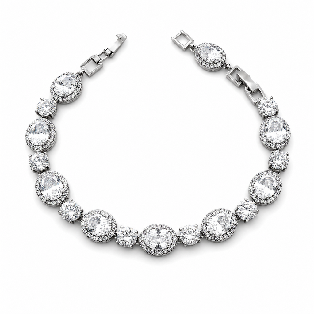 Rhodium Plated AAA CZ Tennis Bracelet – Bridal Wedding & Special Occasion Jewelry