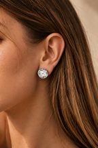 Flower Stud Earrings with Mother of Pearl, Gold or Silver Plated