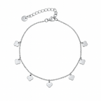 Clover Charm Anklet – Stainless Steel, Adjustable 21+5 cm