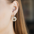 White Gold Plated CZ Drop Earrings 2.8cm Geometric Design