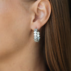 White Gold Plated CZ Hoops 2.6cm