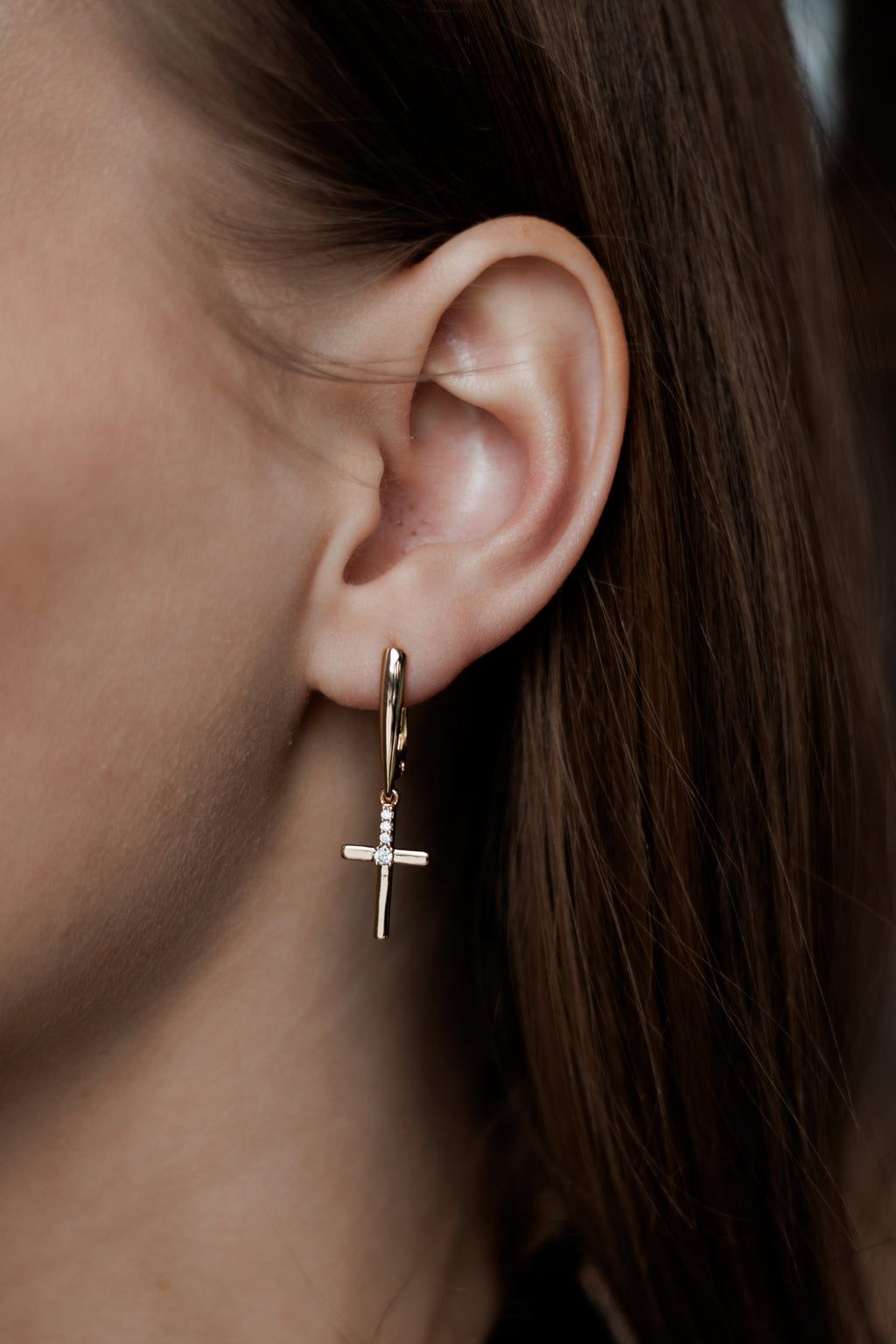 Drop Earrings with CZ | Gold Plated Earrings 3.5 cm