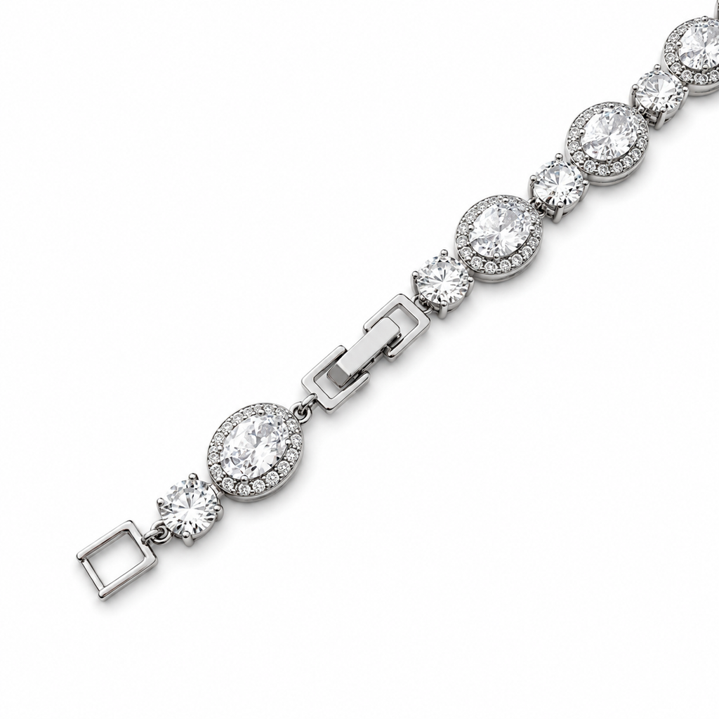 Rhodium Plated AAA CZ Tennis Bracelet – Bridal Wedding & Special Occasion Jewelry