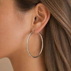 Classic Hoop Earrings – White Gold Plated, 2.5/3/3.5/4.5 см