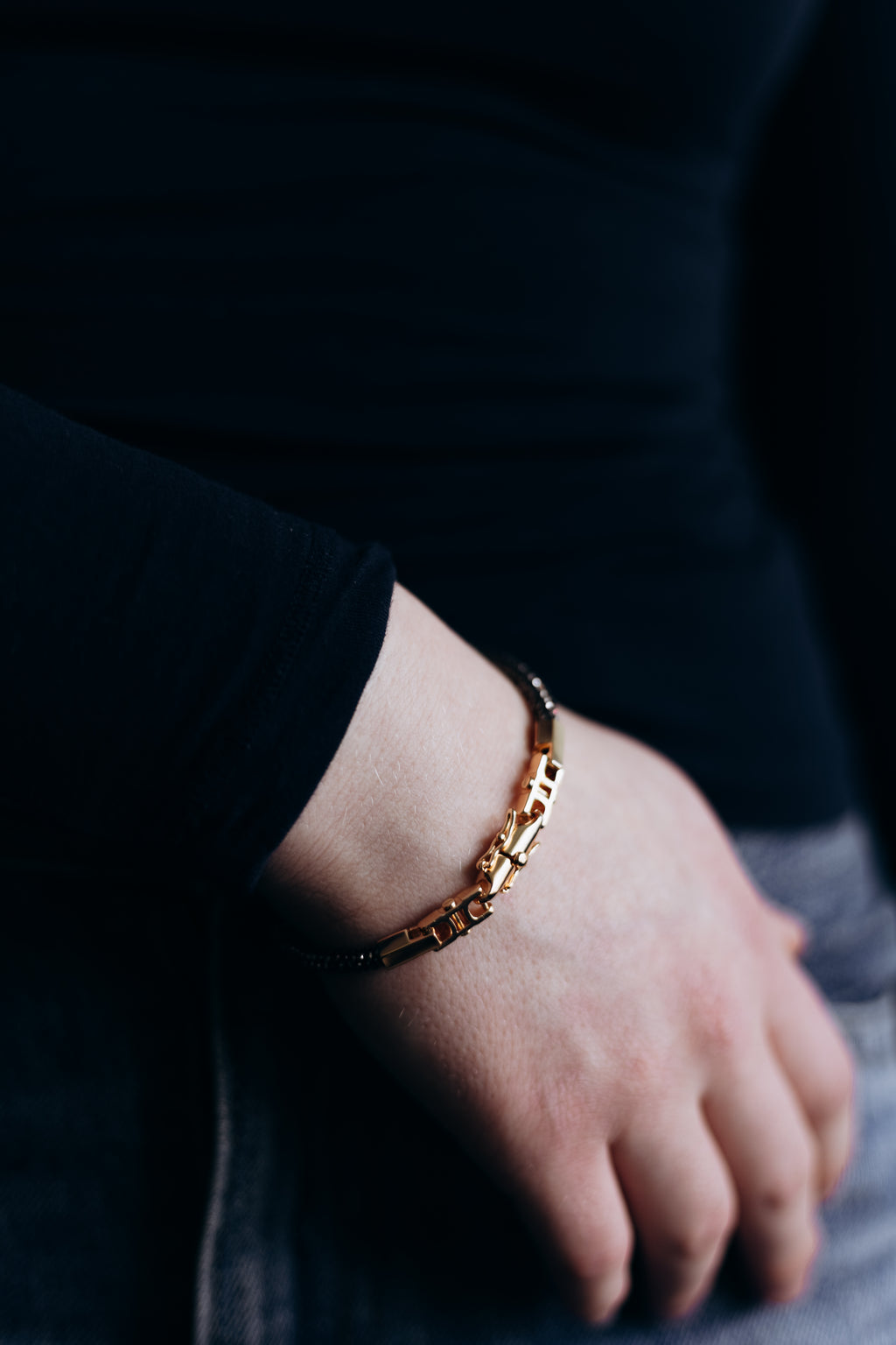 Black Crystal Mesh Rope Bracelet – Gold Plated Clasp | 4 mm | Women’s & Men’s Sparkling Bracelet | 20 cm / 7.87”