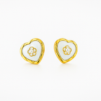 Gold Plated Heart Stud Earrings with Matte Finish, 2 × 2 cm