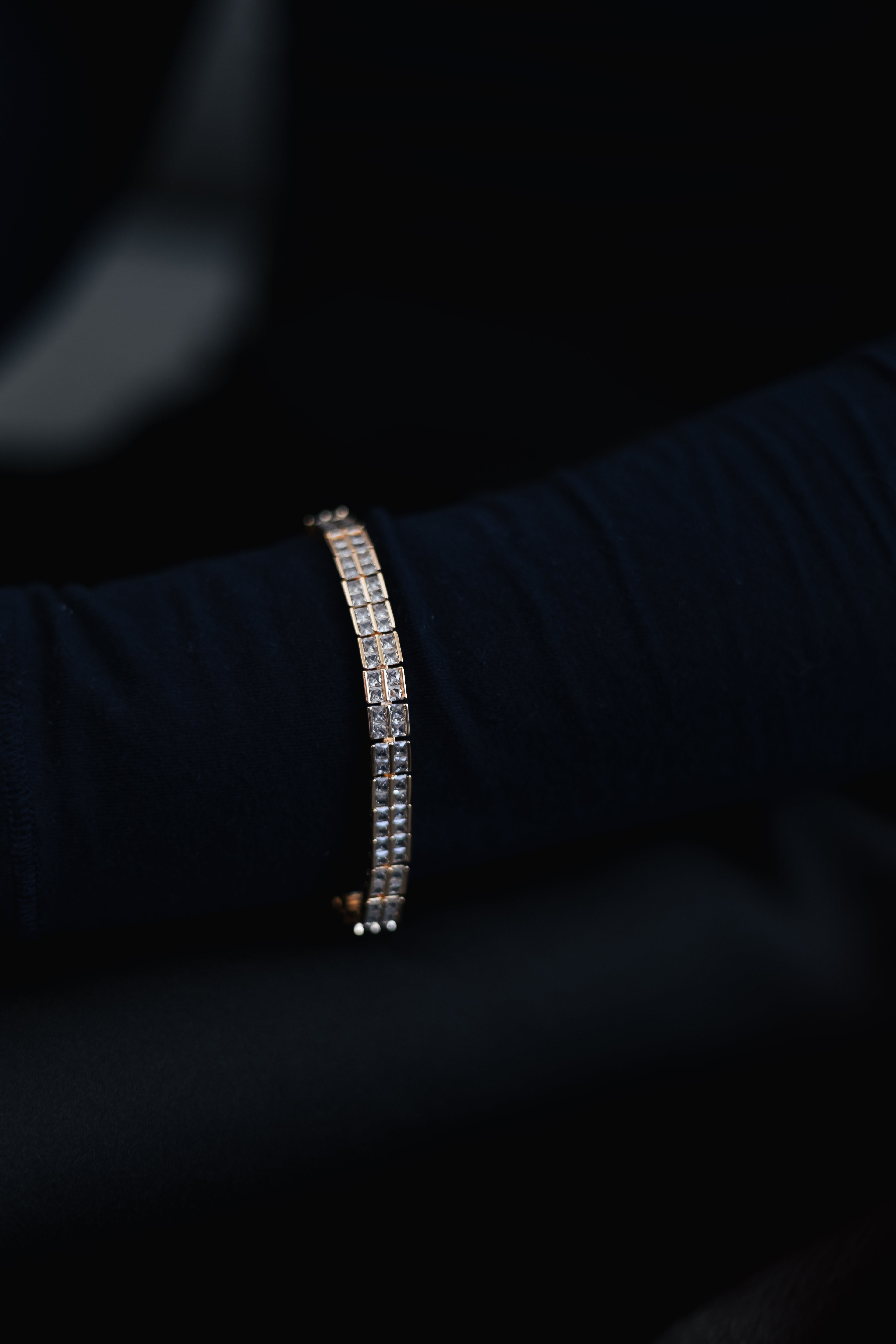 Double Row CZ Bracelet White Or Gold Plated – Tennis Style Bracelet for Women