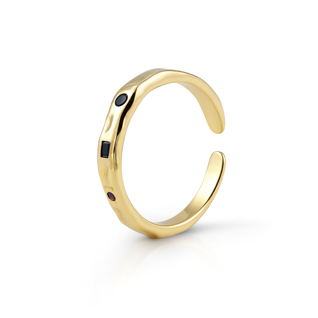 Adjustable Gold Plated Ring – 14K Minimalist Band for Women