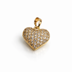 Rose Gold Plated Heart Pendant with CZ Stones – Hypoallergenic Pendant Charm 2 × 1.5 cm