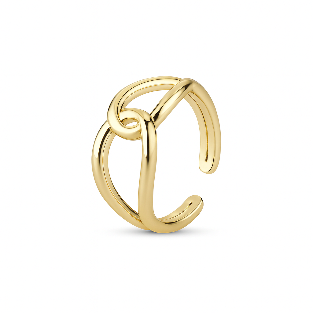 14K Gold Plated Knot Ring Adjustable Band for Women, Sizes 6–8