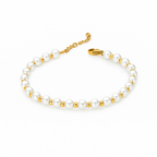 Gold Plated Bracelet with Faux Pearls & Golden Accents – 16+5 cm