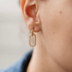 Gold Plated CZ Link Drop Earrings | Minimalist Stud Earrings