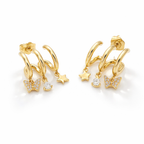 Gold Plated Multi Charm Hoop Earrings, 2 cm