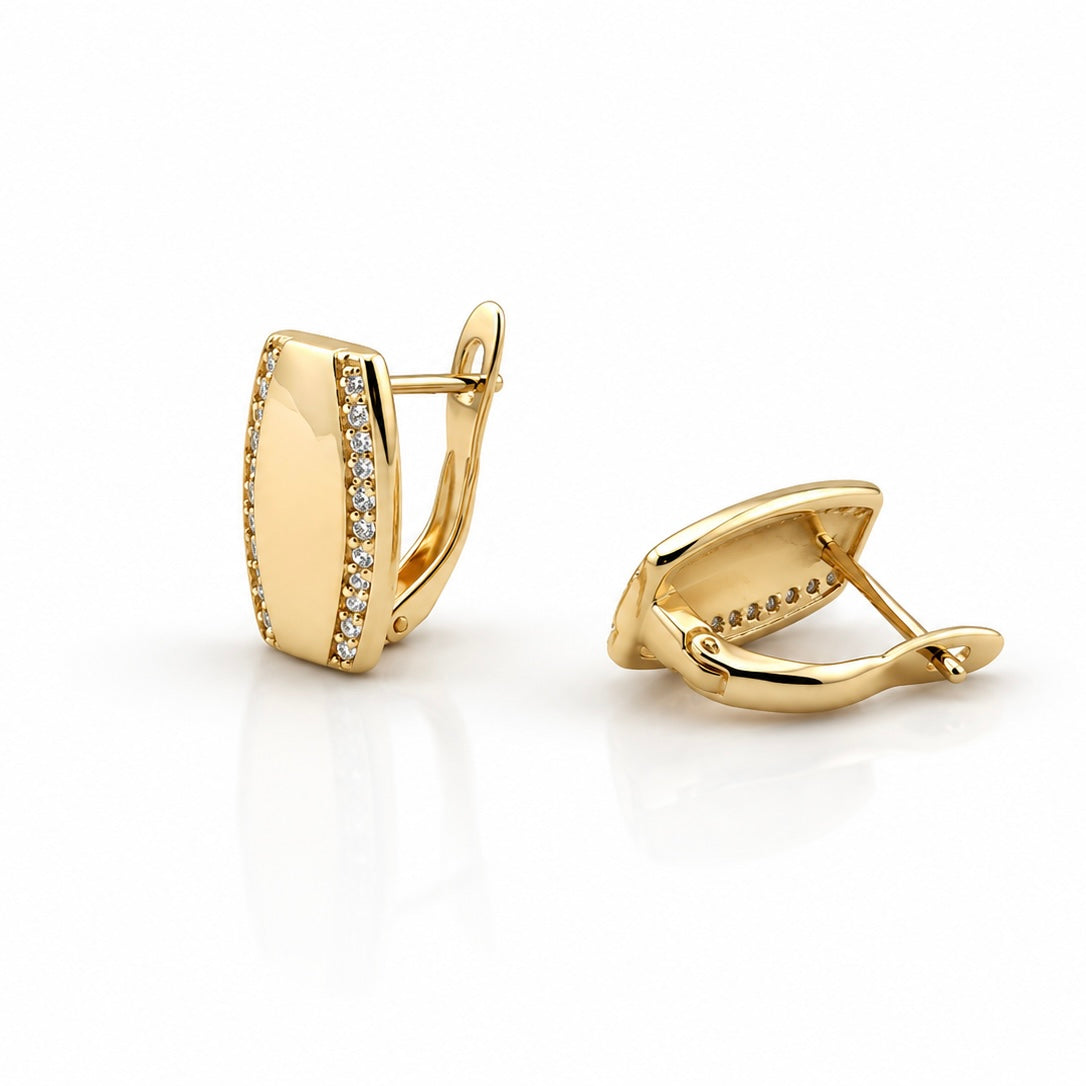 Gold Plated CZ Hoop Earrings | Hypoallergenic Huggie Earrings | Tarnish Resistant | Everyday Minimalist Jewelry for Women