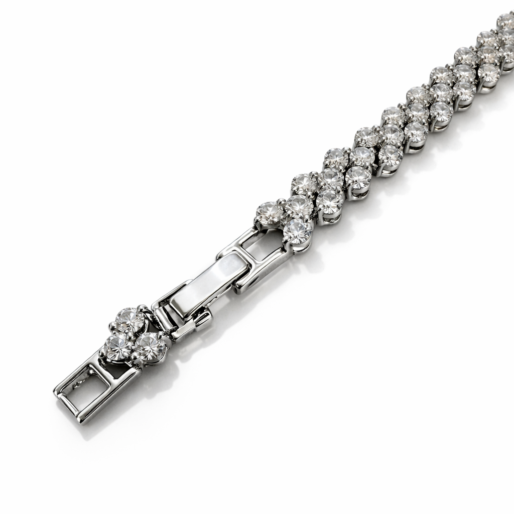 Silver Tone CZ Tennis Bracelet 18+2 cm, 6mm Crystal