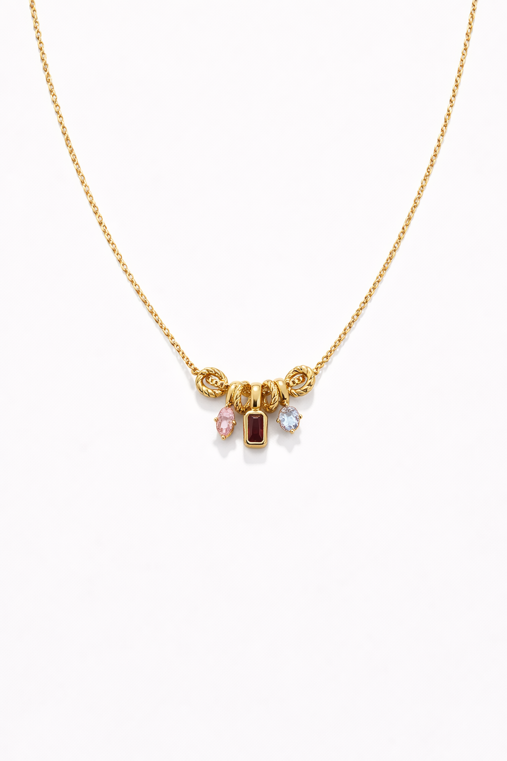 Gold Plated Multicolor CZ Charm Necklace with Pendant – Adjustable 40+5 cm