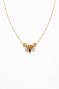 Gold Plated Multicolor CZ Charm Necklace with Pendant – Adjustable 40+5 cm