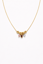 Gold Plated Multicolor CZ Charm Necklace with Pendant – Adjustable 40+5 cm