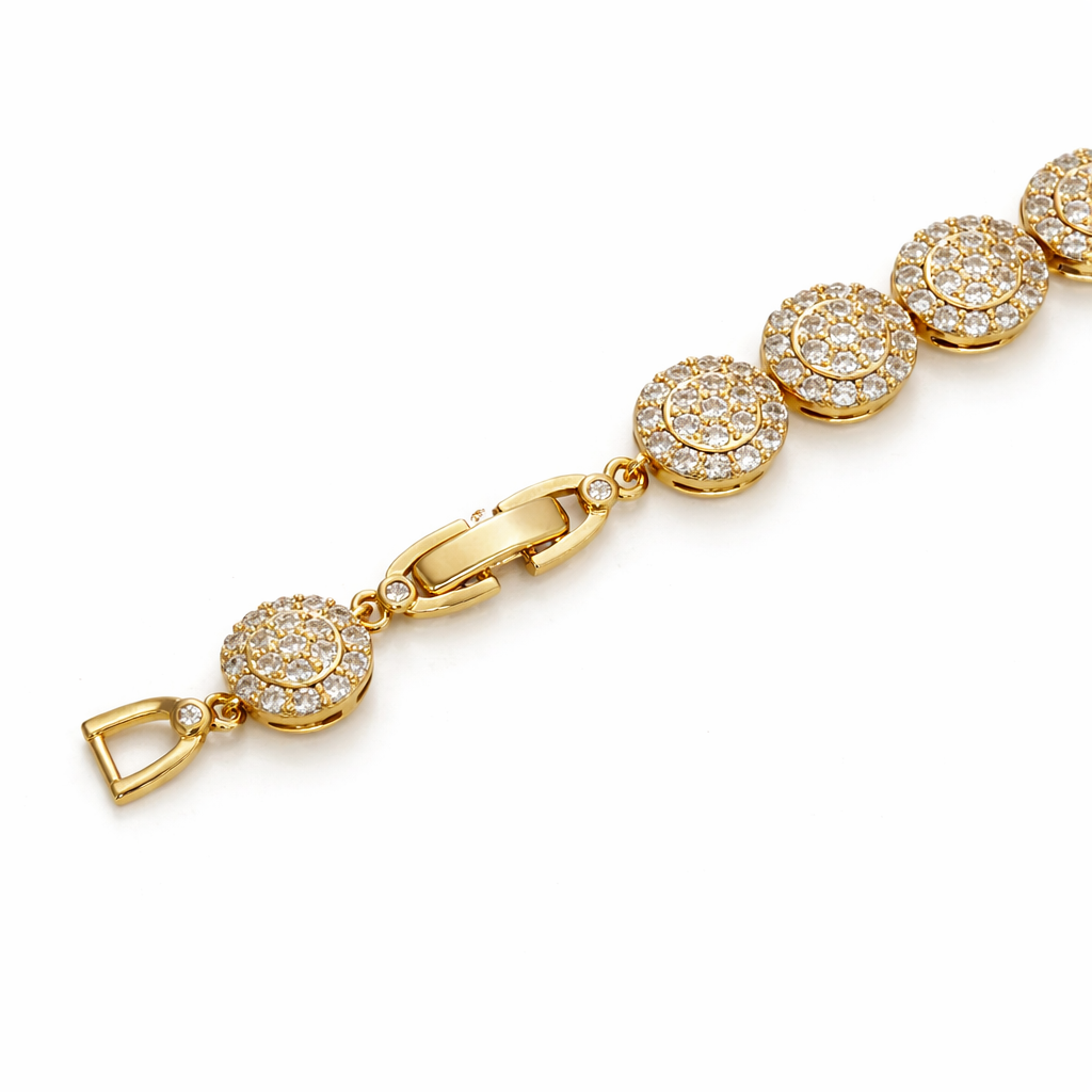 Rose Gold Plated CZ Tennis Bracelet – Black CZ / Clear CZ Crystal Bracelet for Women | Non Tarnish | 17.5 + 3 cm (6.89” + 1.18”)