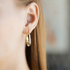 Rectangular Hoop Earrings | Gold or White Gold Plated | Minimalist Hoops 2.6 cm