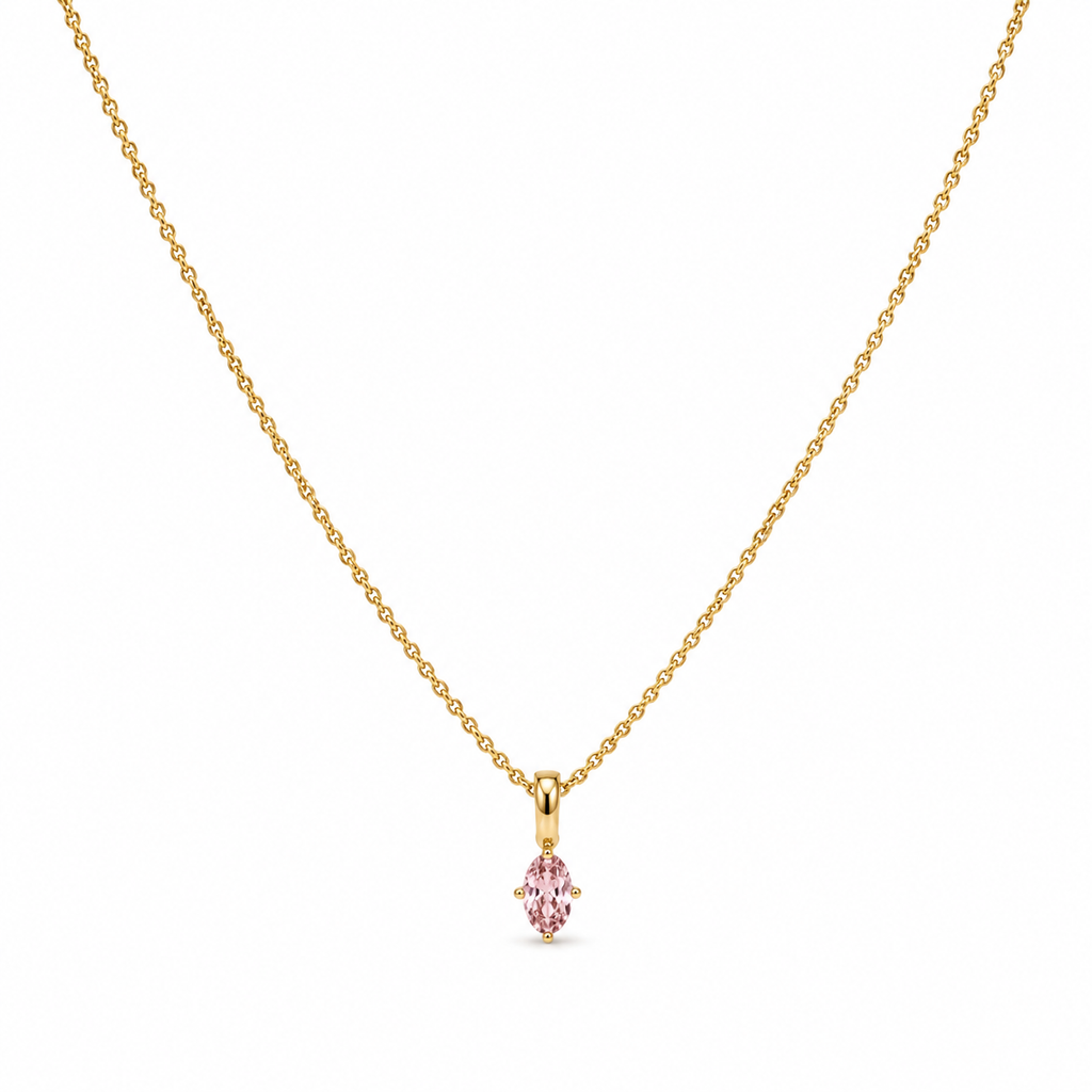 Gold Plated CZ Pendant Necklace – Clear, Red or Pink Stone, Hypoallergenic, Non-Tarnish