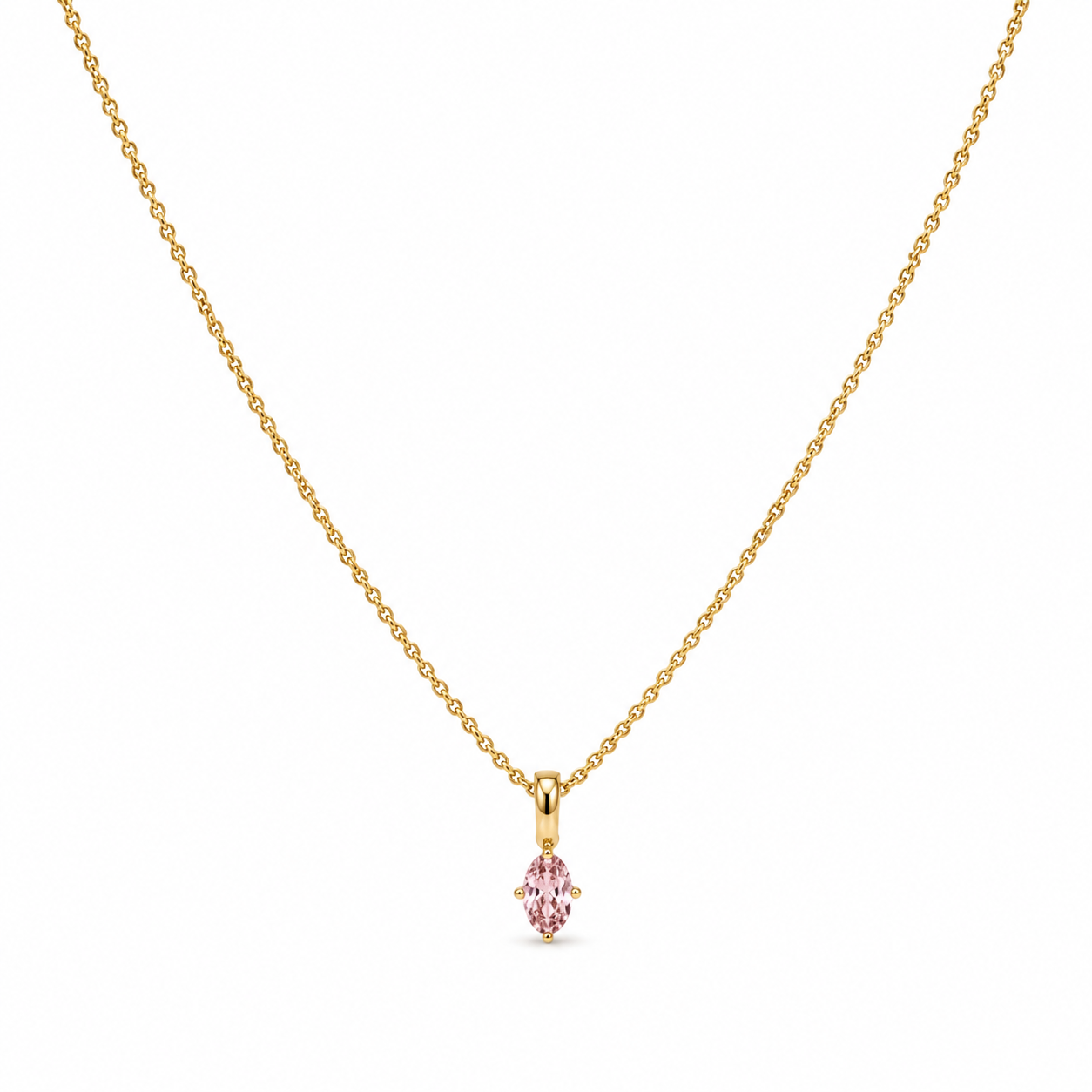 Gold Plated CZ Pendant Necklace – Clear, Red or Pink Stone, Hypoallergenic, Non-Tarnish