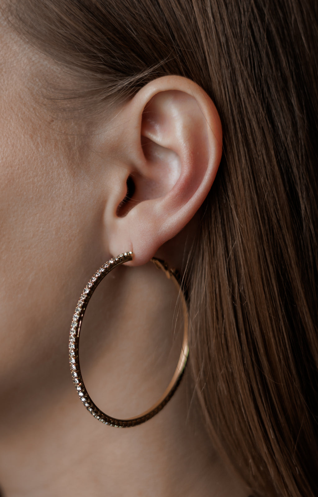 CZ Hoop Earrings | Gold Plated Hoops with Sterling Silver Post 5 cm
