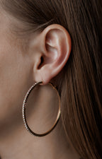 CZ Hoop Earrings | Gold Plated Hoops with Sterling Silver Post 5 cm