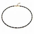 Natural Gemstone Beaded Necklace for Women – Spinel, Amazonite, Malachite, Apatite & Agate, Gold Plated Stainless Steel, 38+5 cm