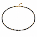 Natural Gemstone Beaded Necklace for Women – Spinel, Amazonite, Malachite, Apatite & Agate, Gold Plated Stainless Steel, 38+5 cm