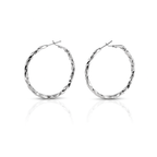 Twisted Hoop Earrings Rhodium Plated Brass 4 cm / 1.57 in