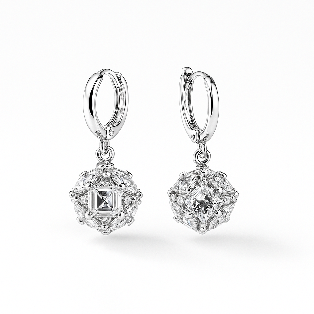 Rhodium Plated CZ Drop Earrings for Special Occasions