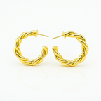 Twisted Hoop Earrings | Gold Plated Hoops with Sterling Silver Post 3.5 cm