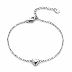 Heart Anklet – Stainless Steel, Adjustable 21+5 cm