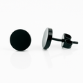 Black Rhodium Plated Stud Earrings, 6mm Round, Hypoallergenic