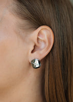 Square Stud Earrings Gold / White Gold 1.6cm Sterling Silver Post
