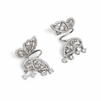 Silver Crystal Leaf Stud Earrings 3cm