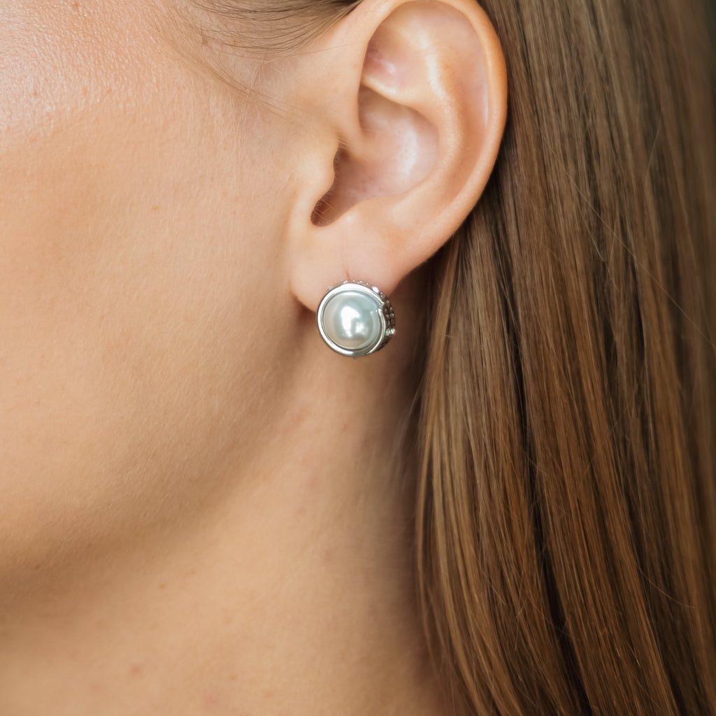 Sterling Silver Post Pearl Stud Earrings 1cm