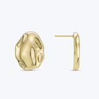 Organic Gold Plated Stud Earrings, Textured Design, 3 cm